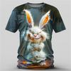 Men’s fun cat-themed short-sleeve T-shirt, 3D printed design, street style, loose fit
