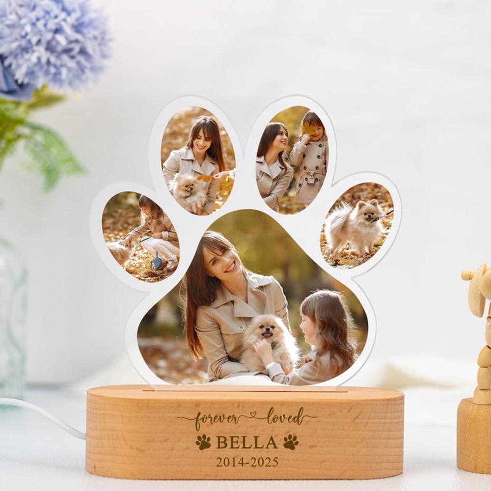 Custom Dog Cat Photo Memorial Night Light Light Up Pet Memorial Plaque Personalized Pet Keepsake Sign Sympathy Gift for Pet