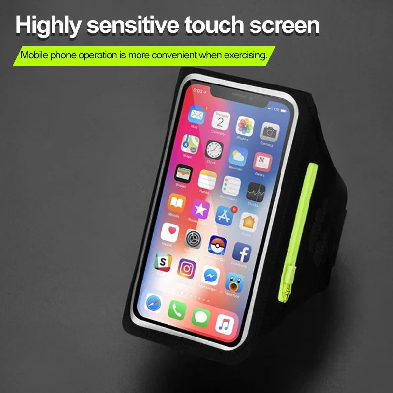 Running Armband with Earphone Bag for iPhone 17 16 15 Max Pro Plus Samsung Phone Holder for Running with Card Slot Key Pockets