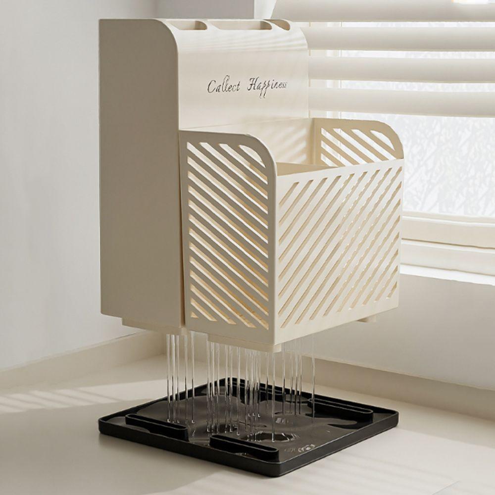 Integrated Chopstick Barrel Beige Tableware Storage Rack Flatware Drainer Storage Box  for Kitchen