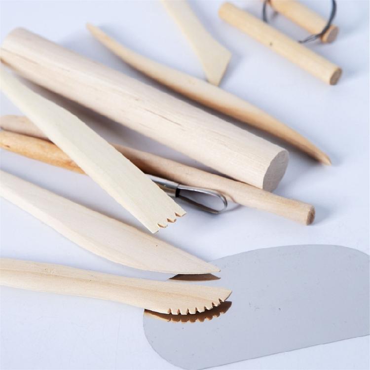 Wood Handle Clay Scraping Tools 10 Piece Pottery Shaping Tool with Wire Cutter Circular Trimming Tool for Clay Sculpting