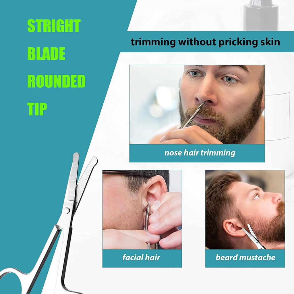 Eyebrow and Nose Hair Scissors, Comfort-Grip Handles, Facial Hair Grooming, Eyebrow, Nose, Mustache, Beard