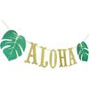Hawaiian Aloha Banner Decorations with Palm Leaves Garland for Hawaiian Tropical Luau Beach Summer Party Supplies Decor Favors Bunting Photo Booth