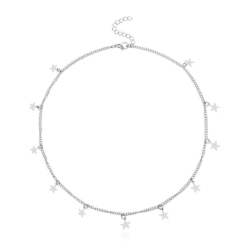 Fashion, Fashion Ladies Popular Alloy Necklace Collarbone Chain, Simple Metal Star Pendant Necklace