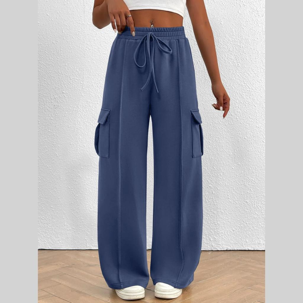 Women's Running Sports Pants Overalls Loose Wide-leg Casual Pants Casual Exercise Jogging Pants with Pockets