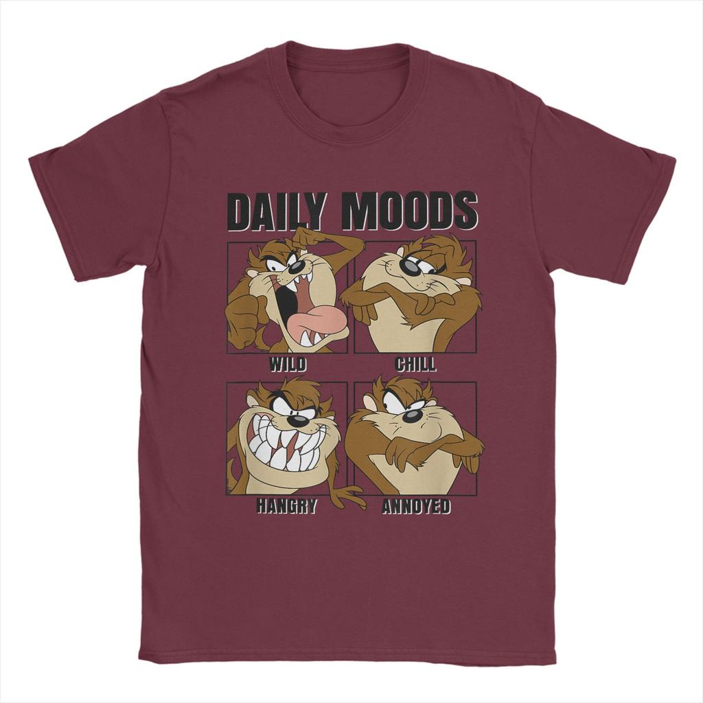 Men T-Shirts Tazmanian Devil Daily Moods Panels Tazed Funny Pure Cotton Tees Short Sleeve T Shirt Crew Neck Clothes New Arrival