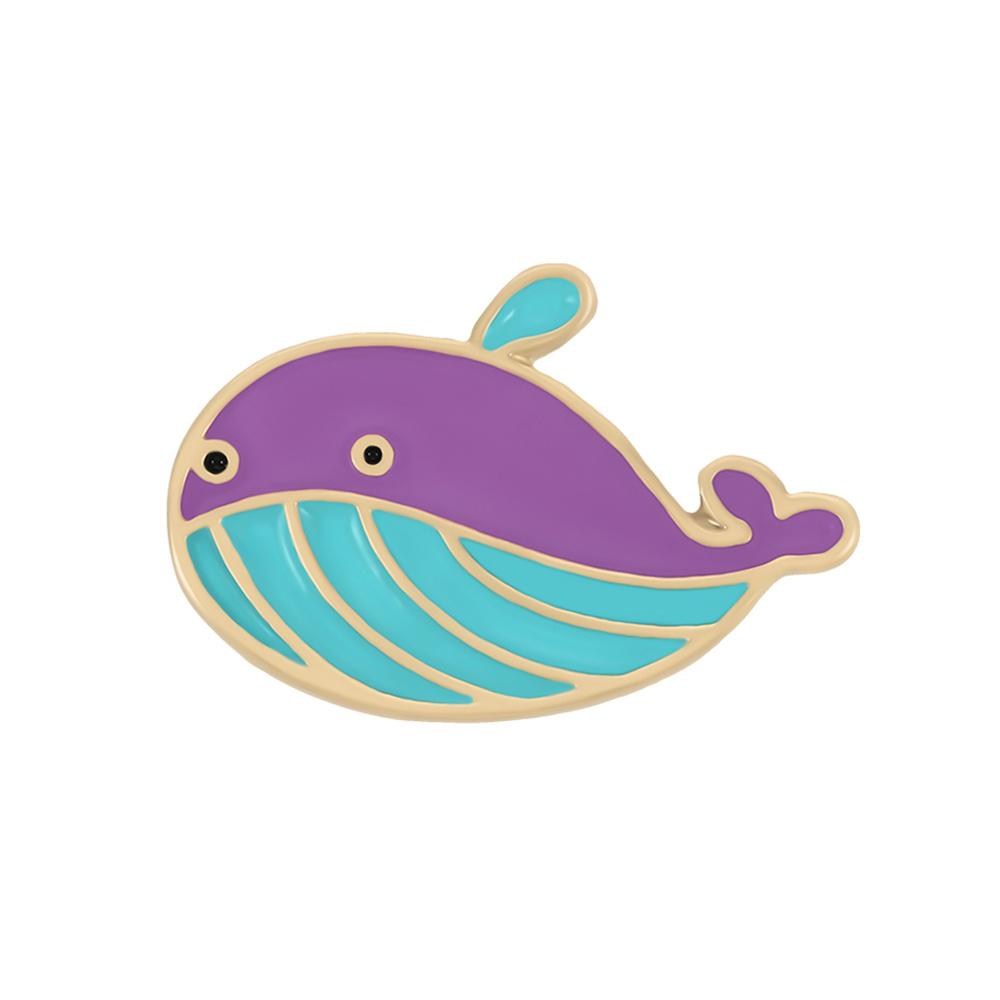 Cartoon Blue Marine Animal Brooch Save Ocean Whale Dolphin Enamel Badge Cloth Backpack Lapel Pins Jewelry Gifts for Friends Kids
