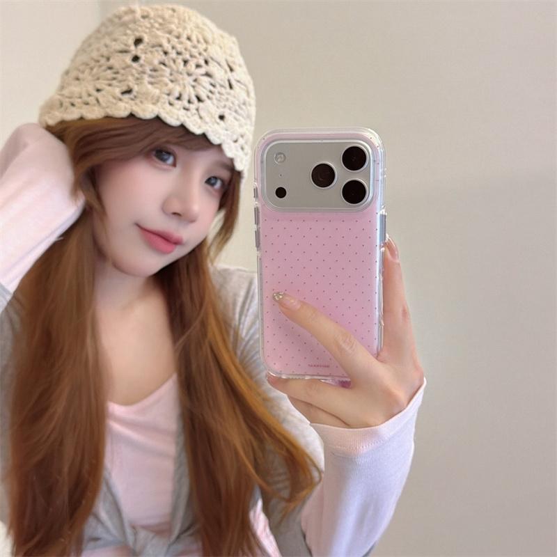 Minimalist Tiny Polka Dot Phone Case For iPhone 17 Pro 16 15 14 Pro Max with 4 Colors Double-Sided IMD Shockproof Cover Cases