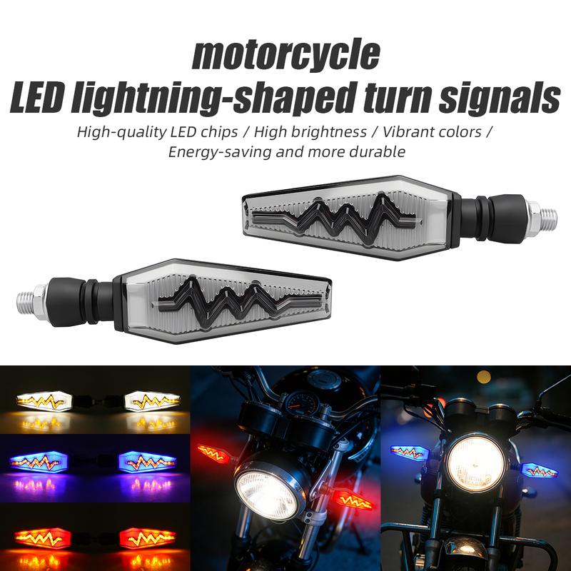 1 Pair Heartbeat Design Motorcycle Turn Signal Front Rear Blinker Dual Color for Driving Turning Universal Motorcycle Indicator