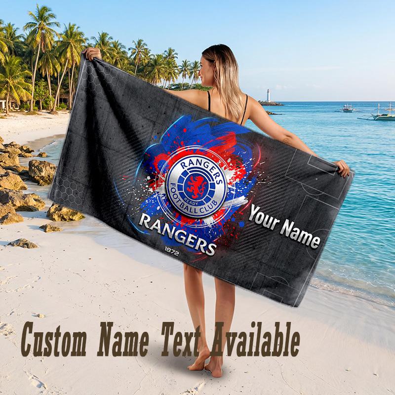 Rangers FC Design Beach Towel Custom Text Large Towel for Beach Vacation