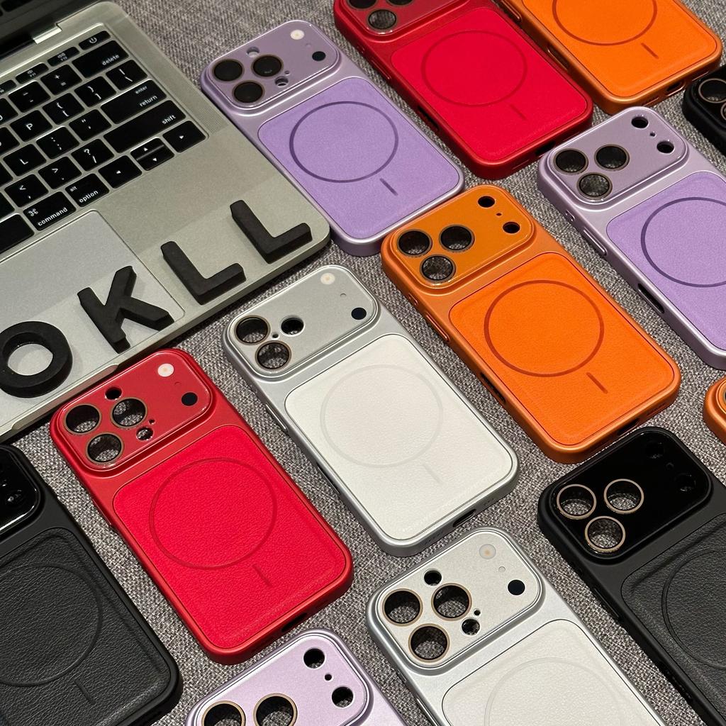 Glass lens film dopamine lychee pattern second change Apple 17Promax magnetic mobile phone case for iPhone16
