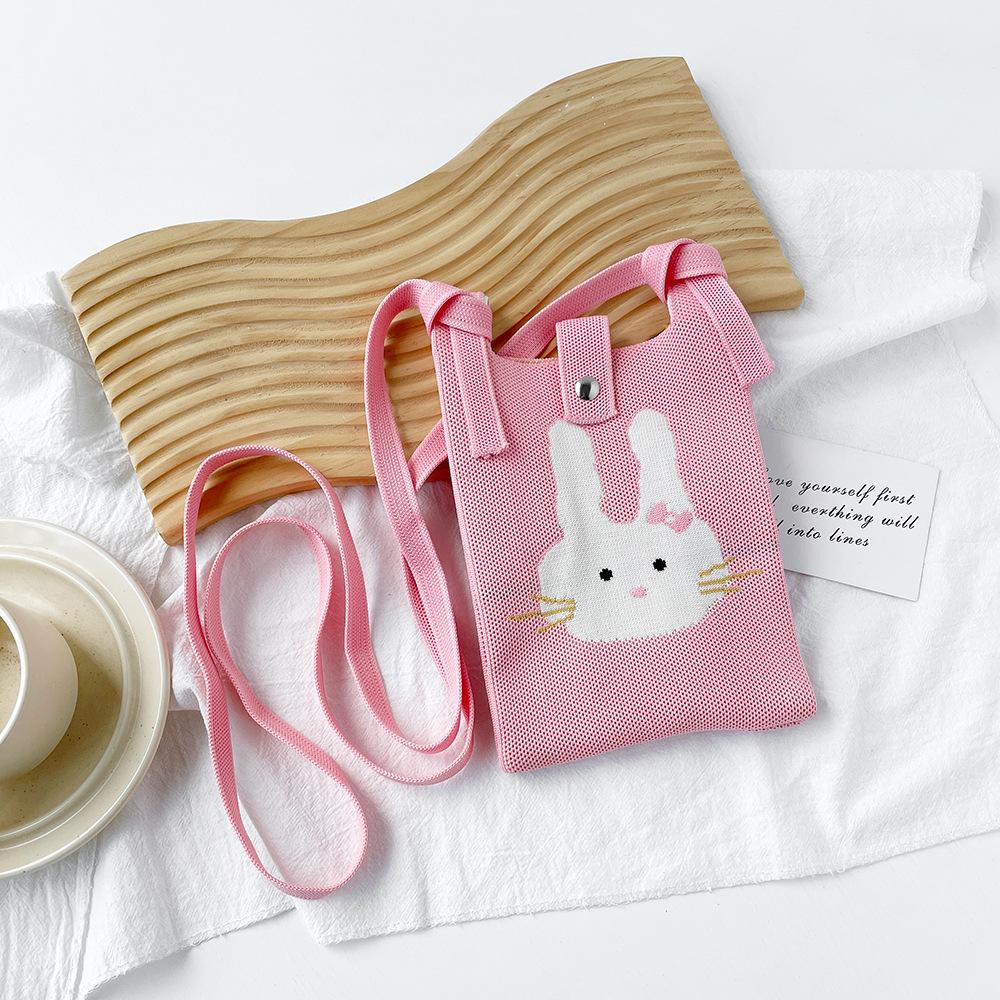 Cute And Sweet Knitted Mobile Phone Bag Shoulder Crossover Handheld Premium Mini Small Bag Mobile Phone Bag