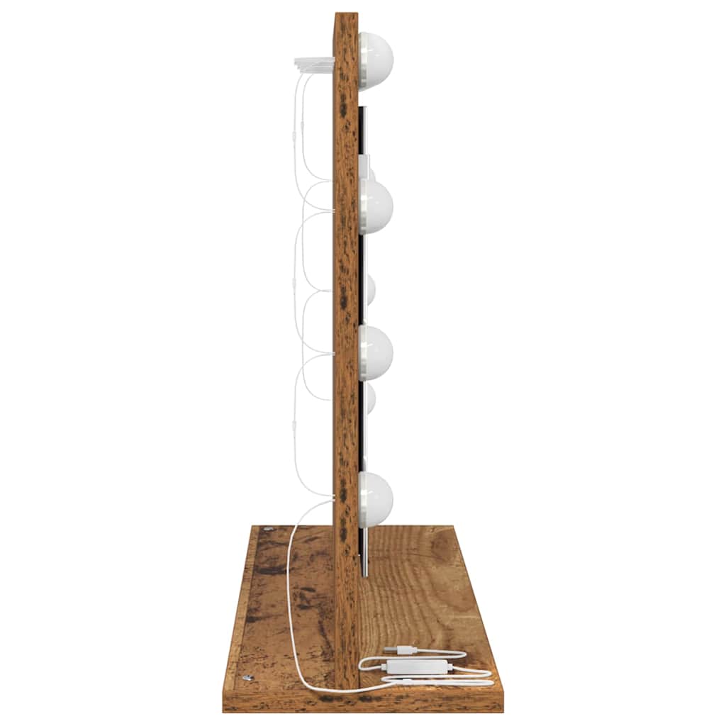 Washbasin Mirror Right Angled Reclaimed Wood Look 60 x 45 x 18 cm