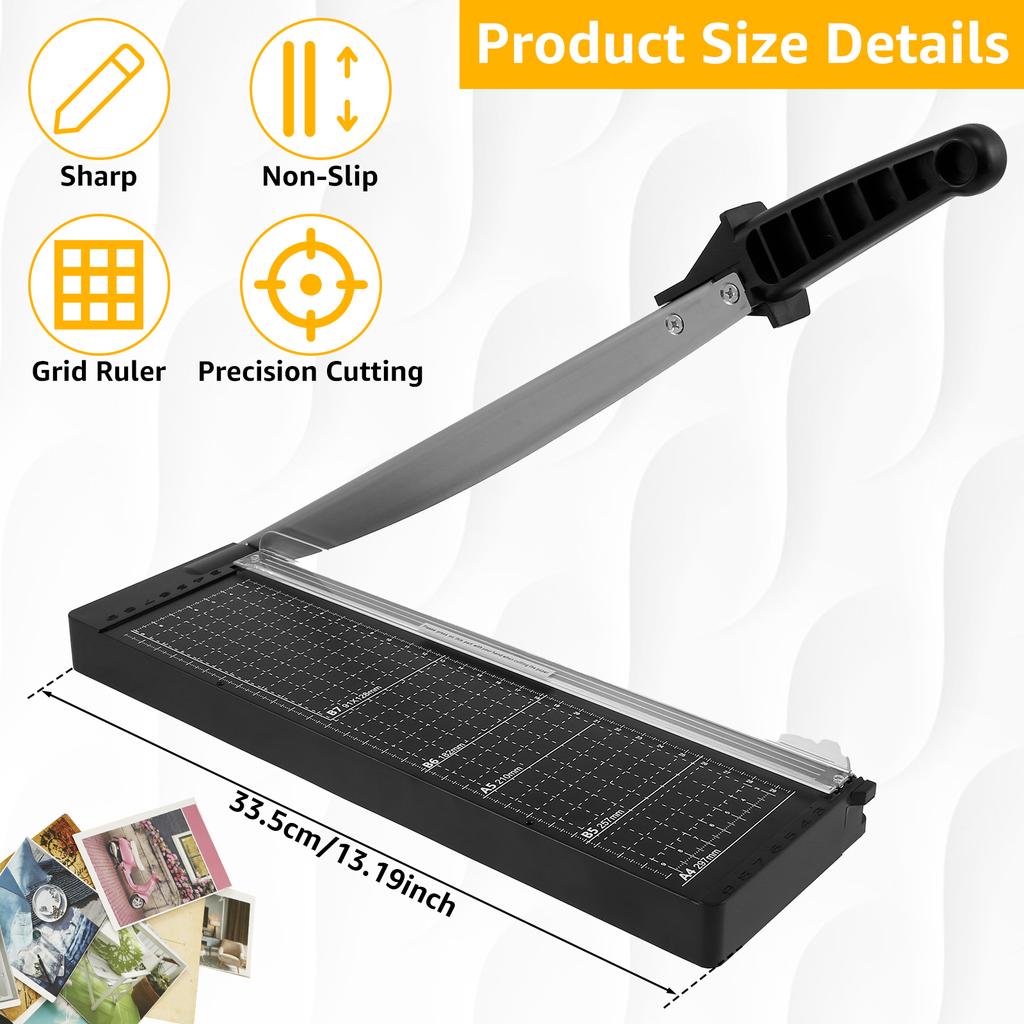 Paper Cutter 12 Inch Paper Trimmer 8 Sheets Crafting Scrapbooking Supplies for A4 Vinyl Photo Cardstock with Security Blade