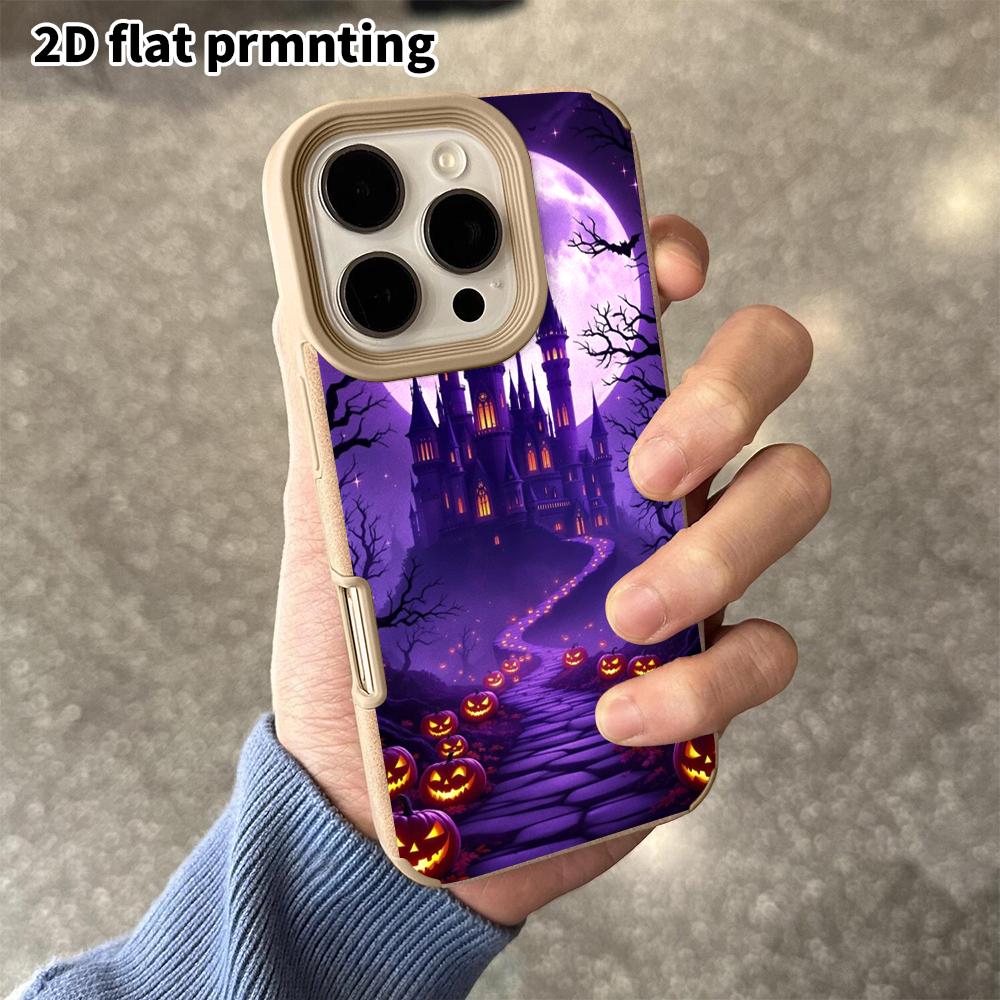 Phone Case: 2D flat lambskin suitable for iPhone 18, 17, 16, 15, 14, 13Pro protective case, deep purple night sky, Christmas and Halloween gift