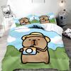 Cute Cartoon Capybara Duvet Pillowcase Bedding Set Adult Boy Girl Bedroom Decoration Children Gift Single Double Large Size