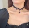 Collana con Cristalli e Pizzo Nero Fatta a Mano - Gioielli Popolari Europei e Americani