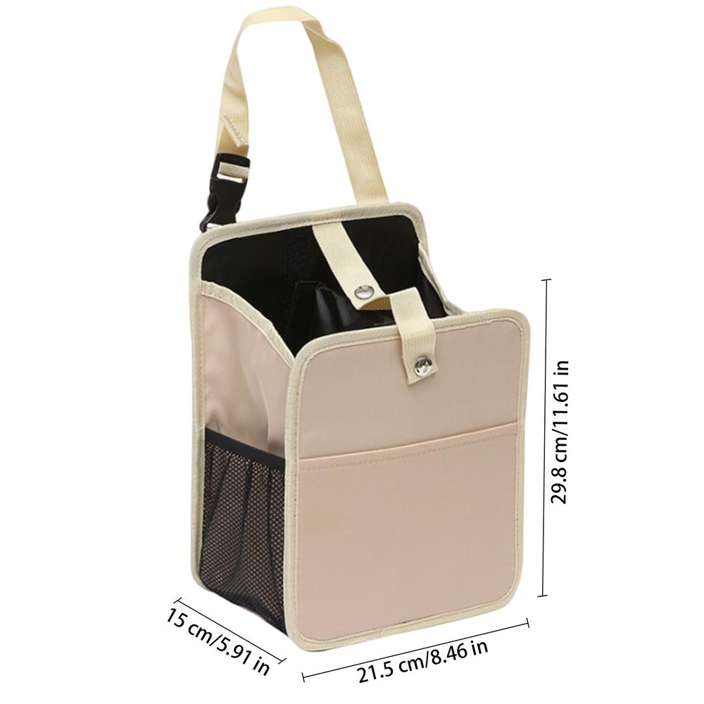 

Автомобильный органайзер на спинку сиденья 20 л, складной органайзер для салфеток на спинку сиденья, сумка для мусора на подголовник автомобиля из Оксфорда с жестким дном для игрушек бежевый