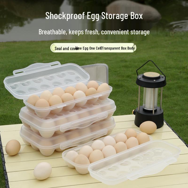Shockproof Outdoor Egg Storage Box - Shatterproof, Transparent Plastic Tray for Camping and Refrigerator Use