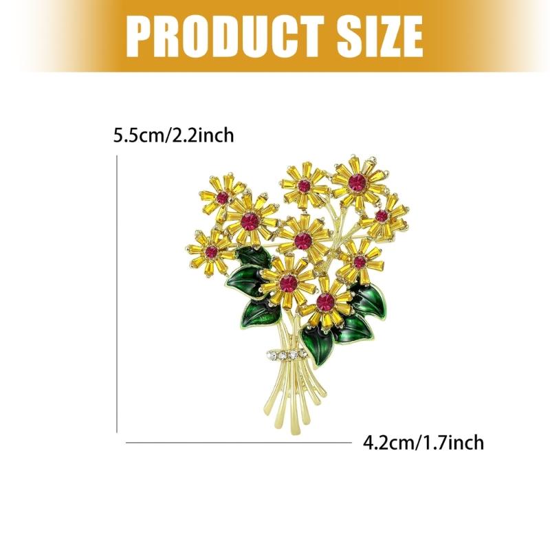 Elegant Rhinestones Daisy Flower Brooch for Women and Men Unisex Accessories Lapel Accessory for Everyday Outfits