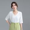 Women's V-Neck Chiffon Half-Sleeve Blouse