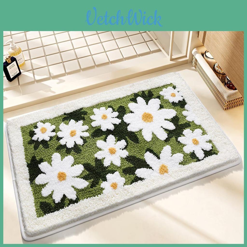 Sweet Flower Pattern Plush Absorbent Floor Mat Carpet For Living Spaces