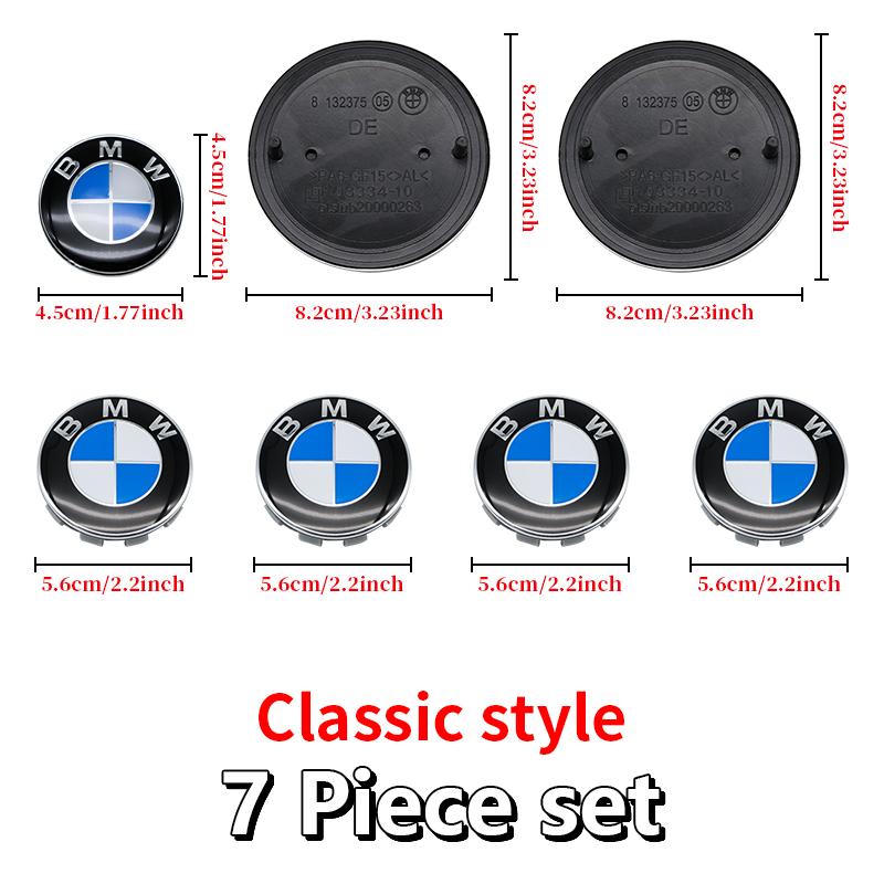 BBKD8 7PCS BMW Car Hood Front Rear Trunk Emblem Classic Blue White Badge For BMW E93 E87 G01 G20 X3 X5 F30 F20 E36 E46 E53 E90