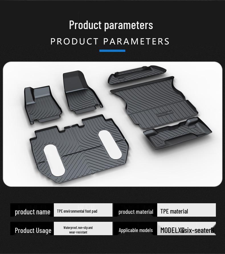 Waterproof TPE Floor & Trunk Mats for 2022 Tesla Model X (LHD & RHD)
