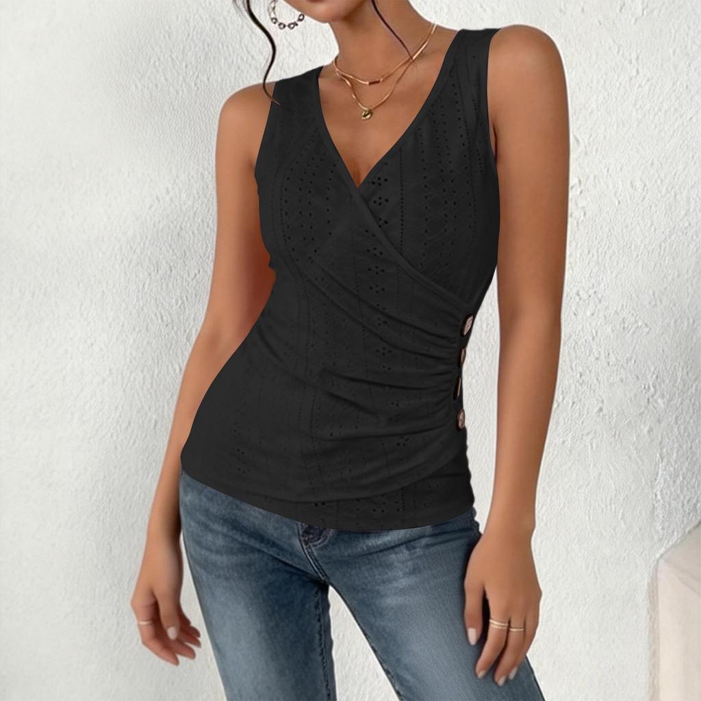 Women's Fashionable Summer Outdoor Wear, New Slim-fit Color V-neck Sleeveless Camisole Top