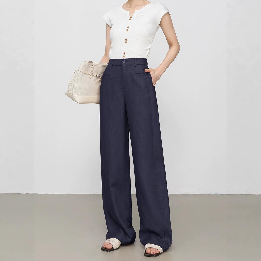 Tencel Linen Wide-leg Pants Women's Cotton and Linen Pants Summer Thin High Waist Drape Straight Women's Suit Women's Casual Pants
