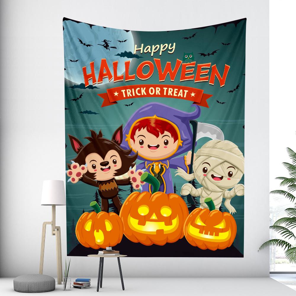 

Красивый гобелен для украшения дома на Хэллоуин, психоделическая сцена, гобелен на стену с тыквой, хиппи, колдовство, бохо-декор 100x75cm