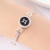 12 Zodiac Signs Bracelet for Women, Rose Gold Plated Inlaid Diamond Constellation Bangle, Fashion Couple Jewelry Gift