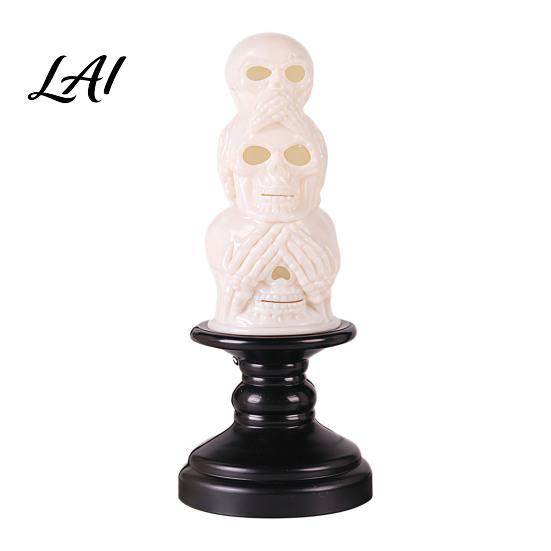 Indoor Spooky Ambient Lighting Halloween LED Skull Night Light Resin Decorative Candle Lamp Festive Table for Room Haunted House Unique Tabletop