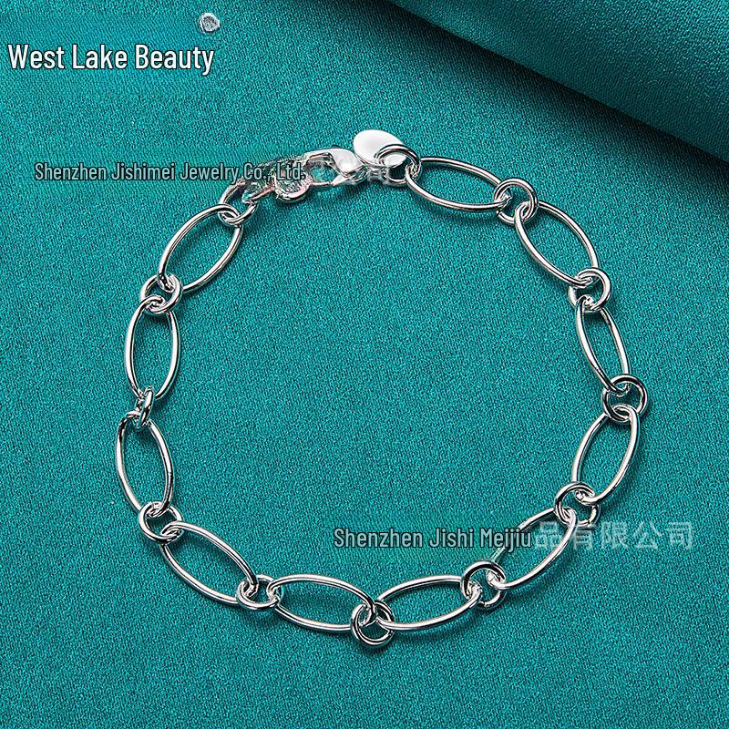 West Lake Silver Oval Circle Shrimp Buckle Bracelet