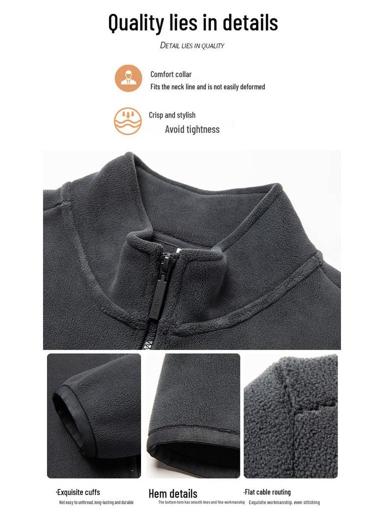 Men's Double-Sided Fleece Jacket - Warm Casual Spring & Autumn Mountaineering Liner