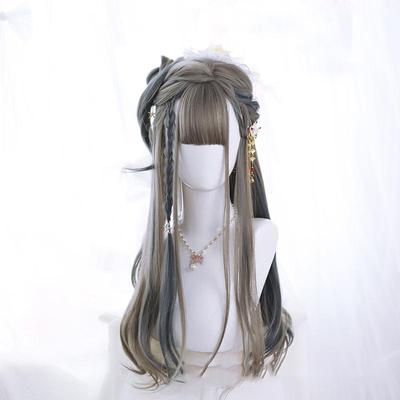 Women's Gray Lolita Long Hair With Bangs Daily Wear Party Synthetic Hair High Temperature Wig