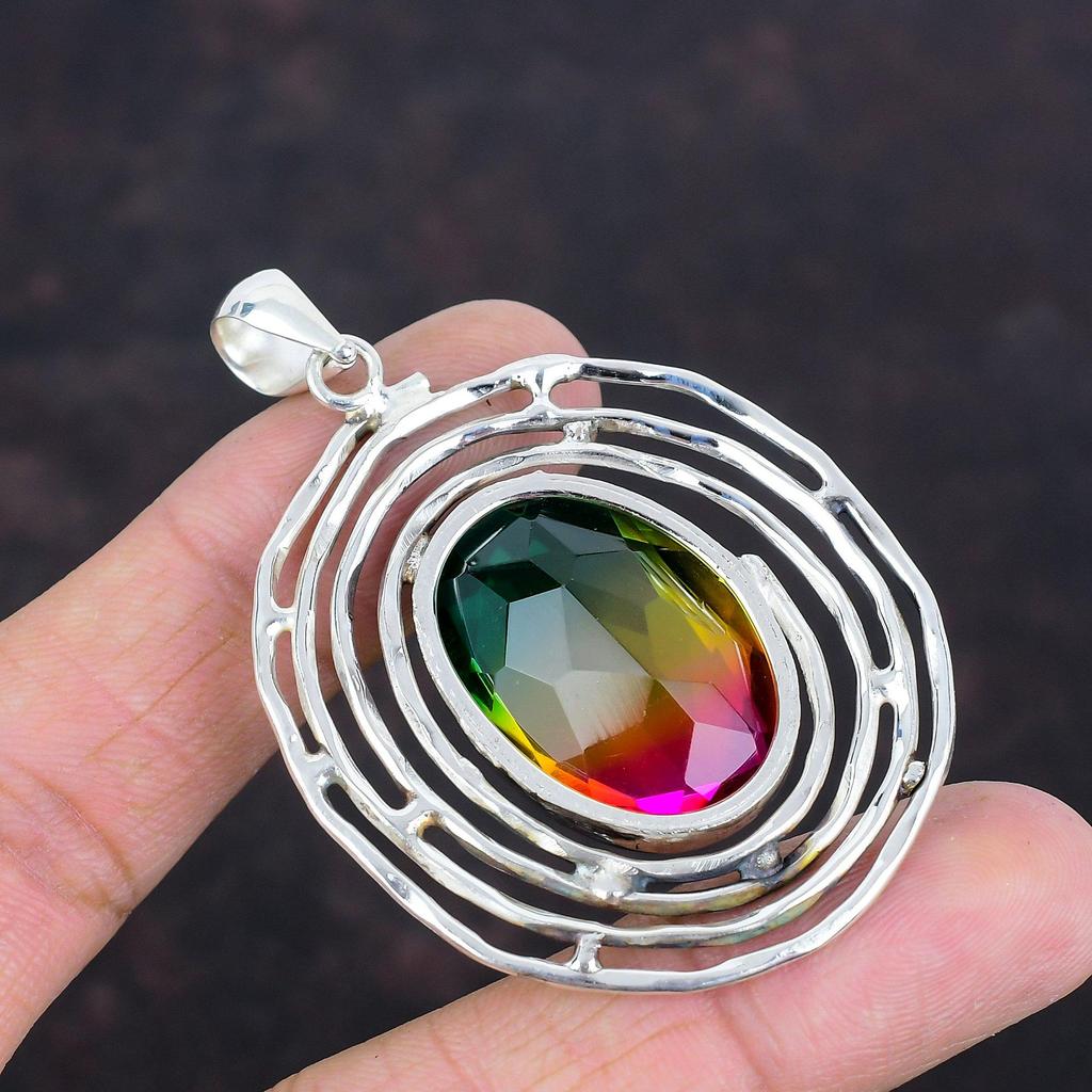 Faceted Multi Tourmaline Pendant Top Quality Gemstone Pendant Handmade Jewelry 925 Sterling Silver Pendant Brand New Pendant Gifts For Women