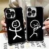 Funny Stickman Matchman Plating Phone Case For Iphone 16 17 Pro Max Air 16E 14 15 Plus 12 13 Mini Anti-Fall Airabag Cover