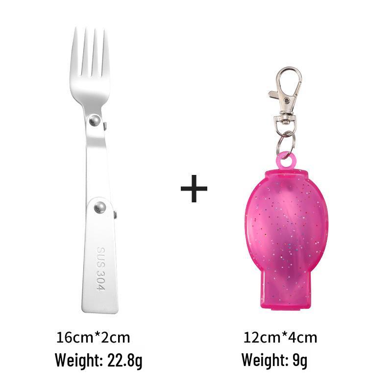 304 Edelstahl Klapplöffelgabel mit Reisebox - Tragbares Outdoor-Picknick-Besteckset.