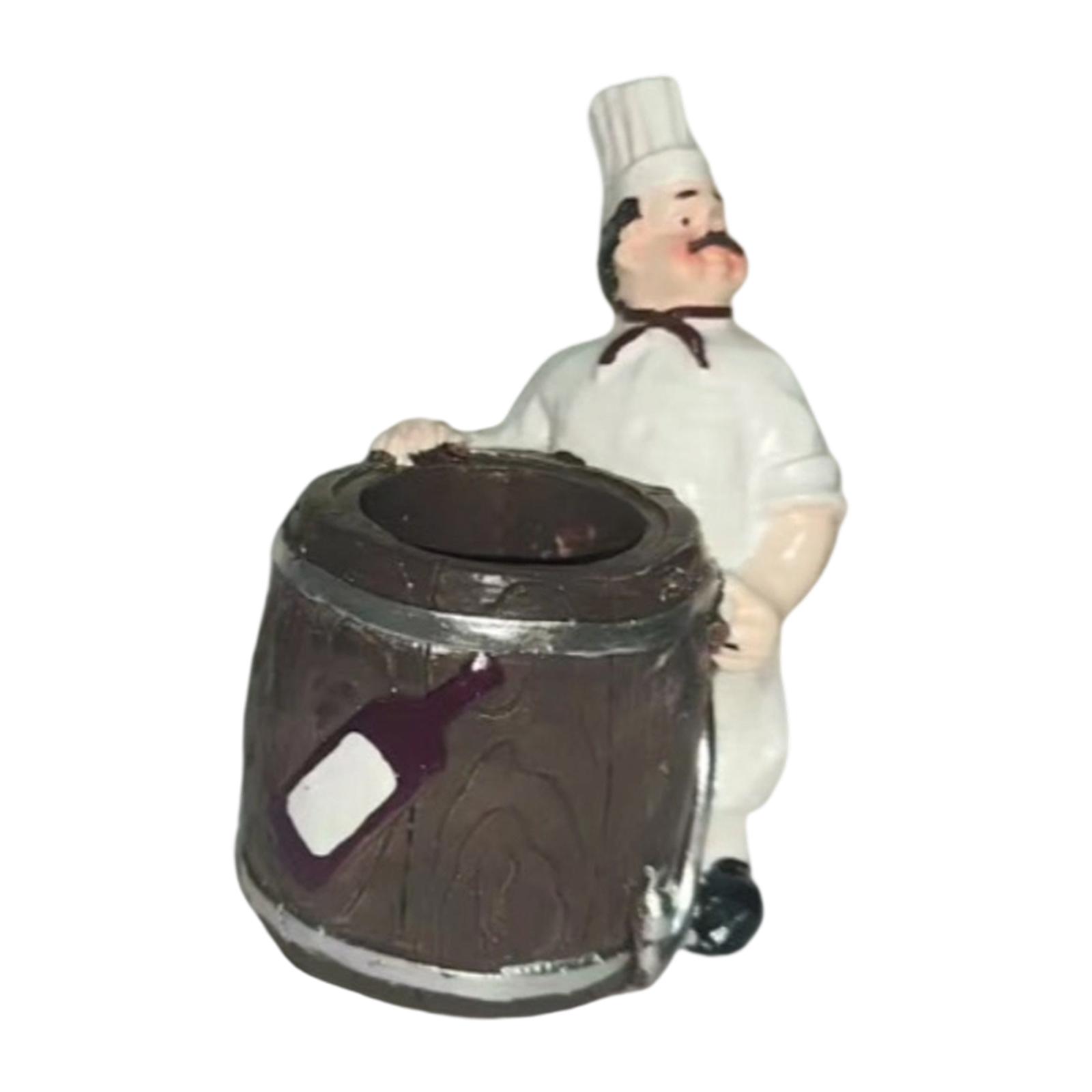 

Chef Statue Tabletop Ornament Toothpick Dispenser Resin Collection Modern Decorative Figurine for Cafe, Cabinet, Kitchen Desk