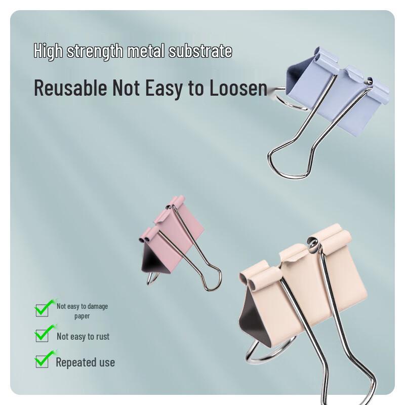 Deli Morandi Color Metal Binder Clips with Paper Clips