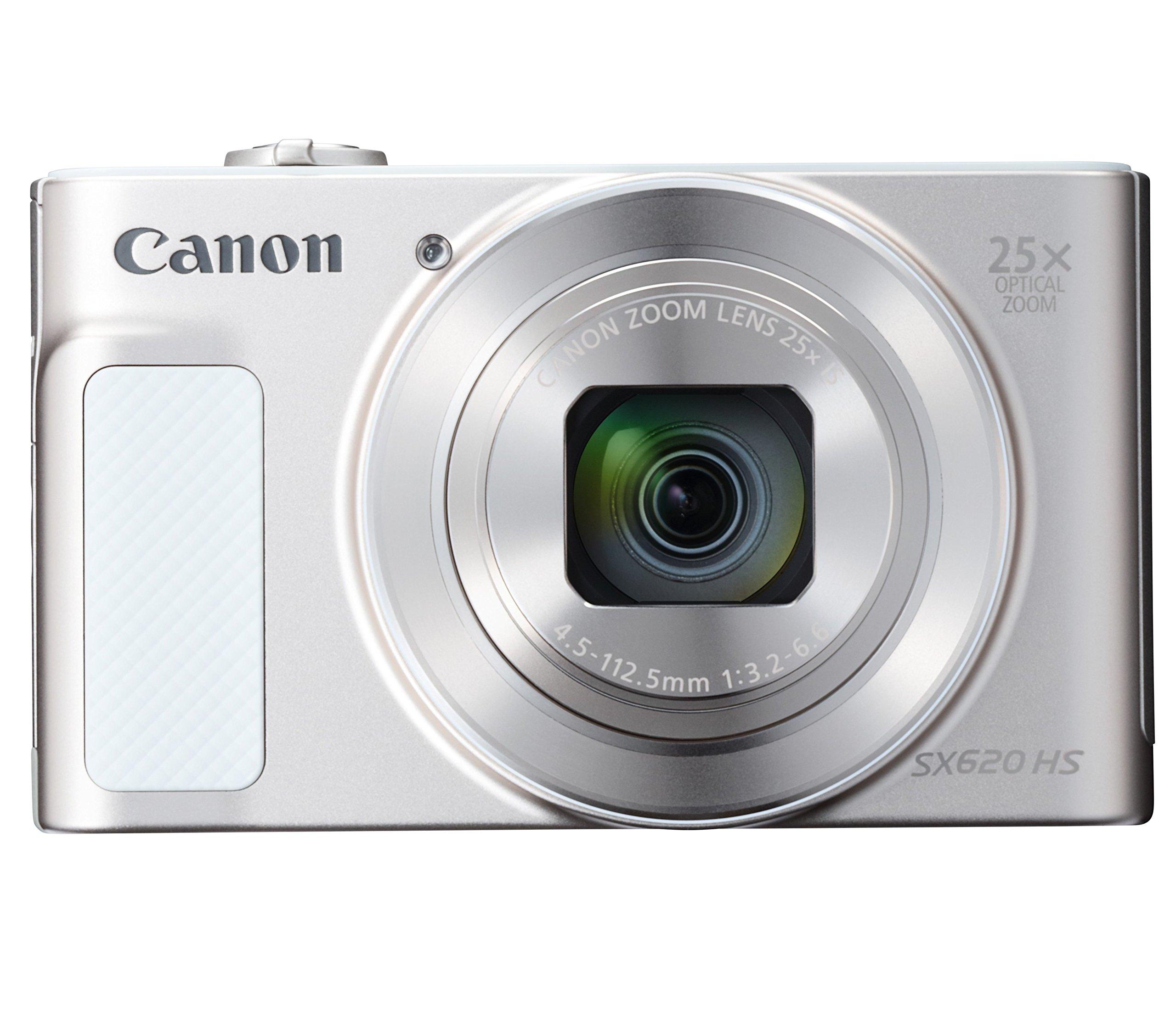 

Компактна цифрова камера Canon PowerShot SX620 HS з 25-кратним оптичним зумом та (Білий) Wi-Fi (PSSX620HSWH) білий