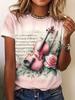 Women's T-shirt Summer Casual Round Neck Short Sleeve 3D Print Floral Pattern Top Loose Casual Wear Ladies T-shirt