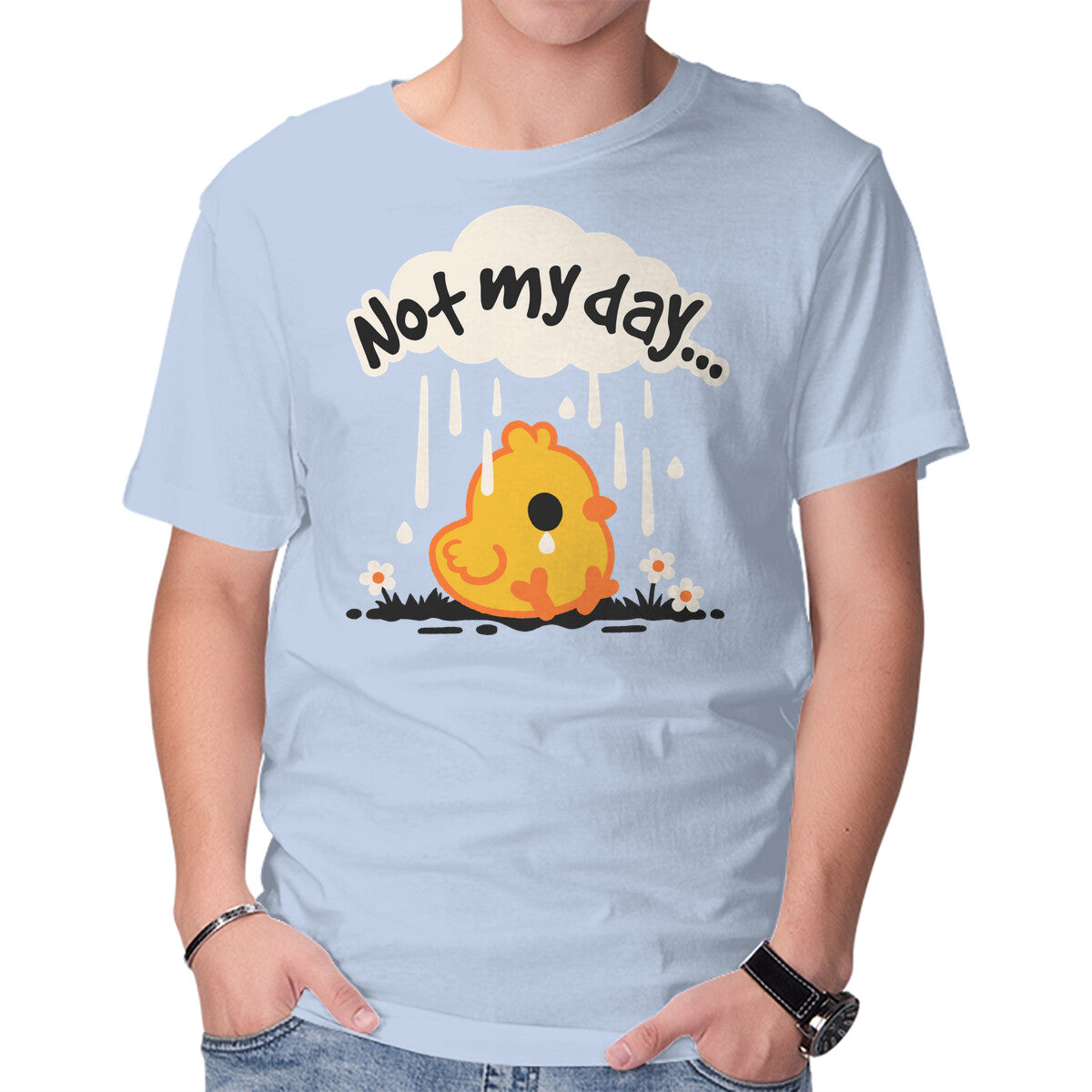 Unisex Crew Neck T-Shirt Not My Day Sad Chick Graphic Short Sleeve Casual Tee XXXXL