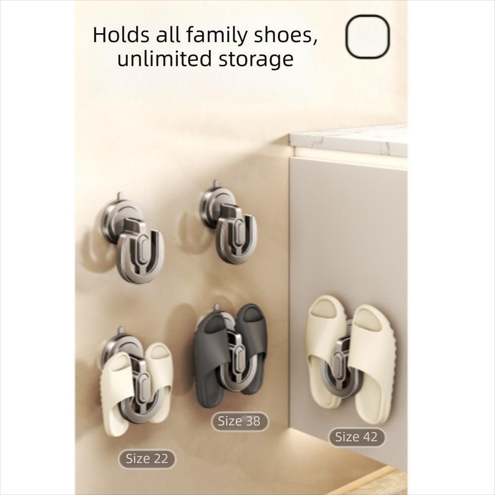 2pcs No Punching U-shaped Slipper Rack Suction Cup Bathroom Sandal Holder Balcony