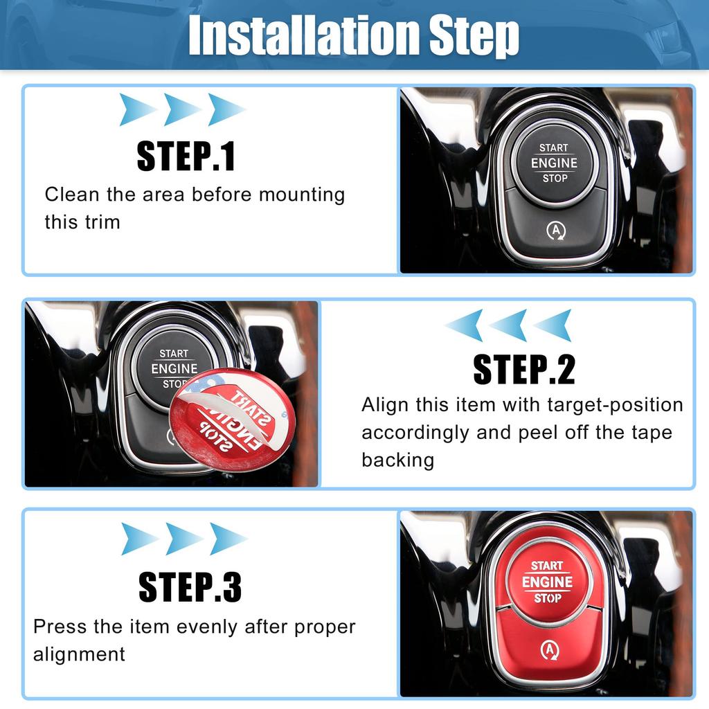 uxcell Engine Start Stop Button Cover Kit Push Start Button Trim Sticker for Mercedes