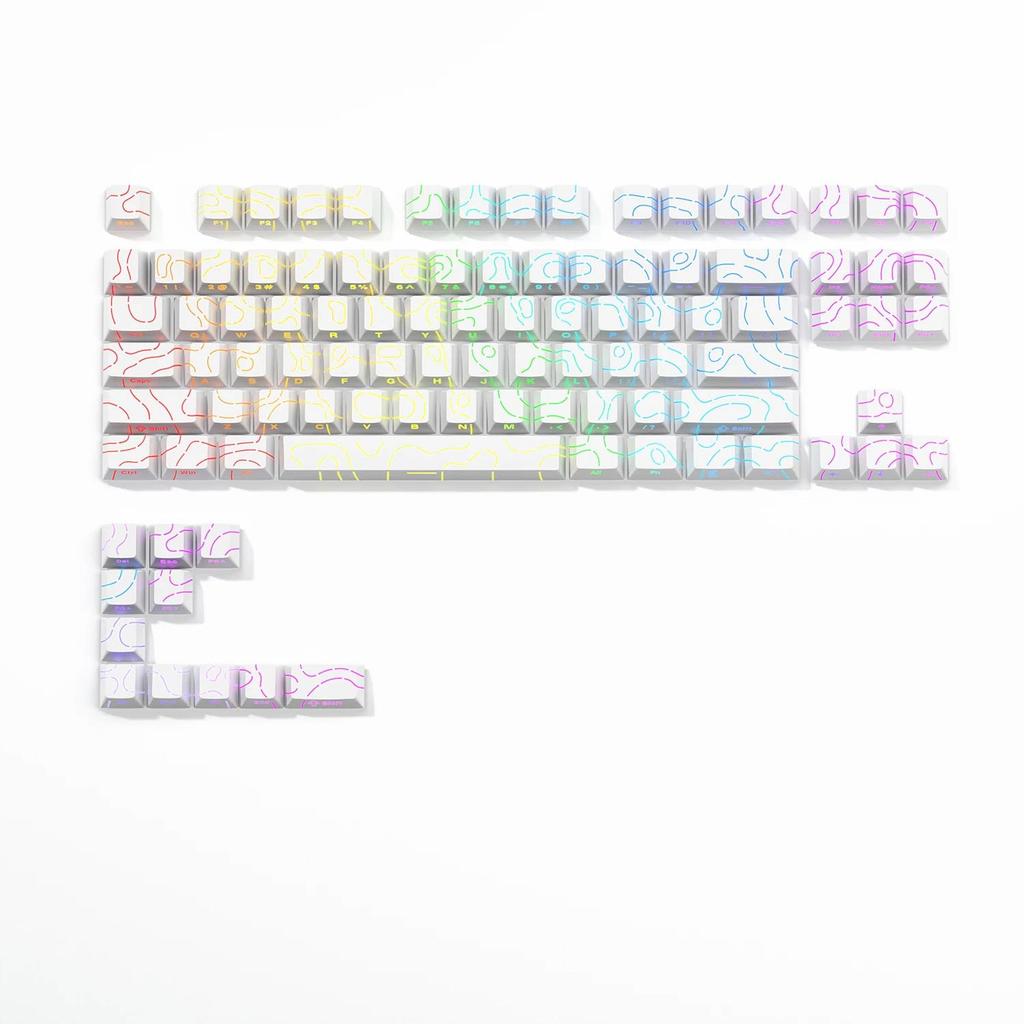 New Topographic Keycaps 4.0 Version Shine Through 98 Key PBT Cherry Profile Side Print Backlit for MX Gamer Mechanical Keyboard 3