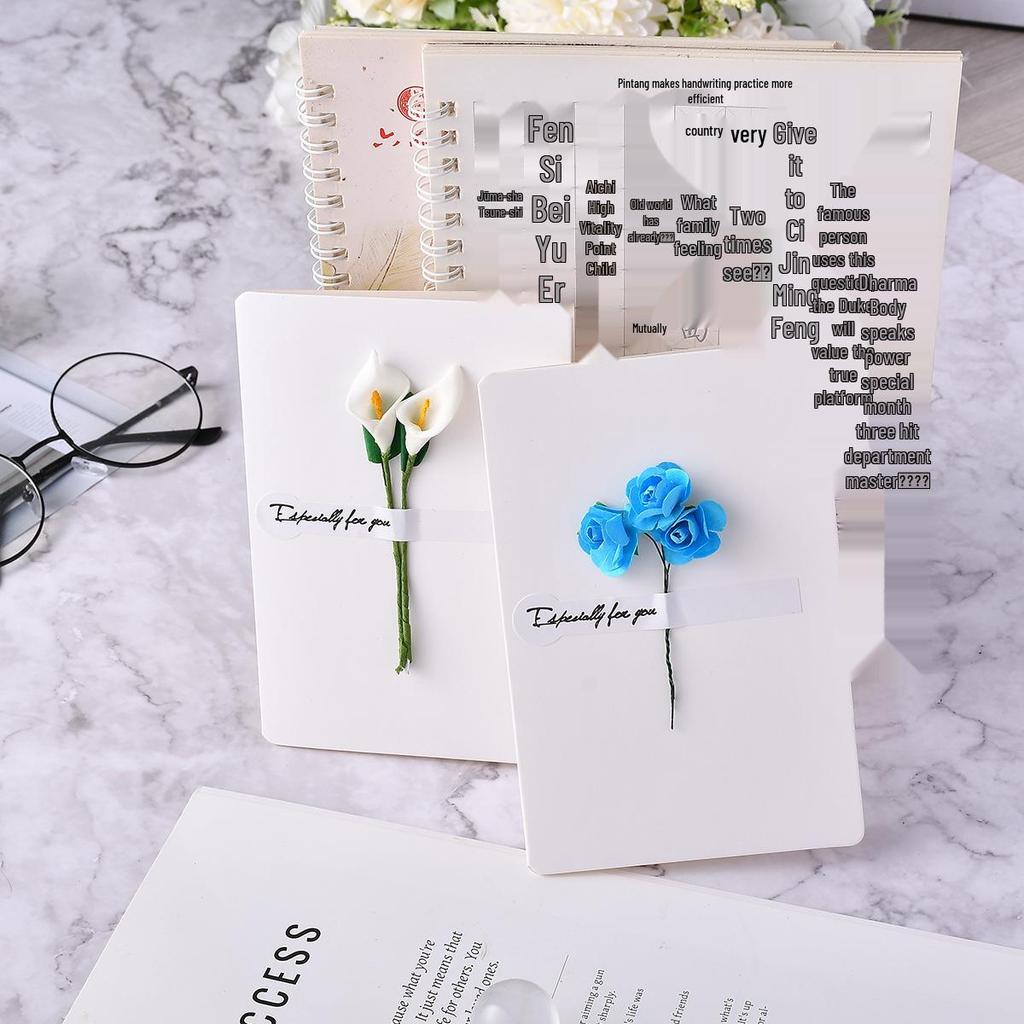Retro Kraft Paper Greeting Card with Dried Flowers – DIY for Birthdays, Qixi, Teachers, Christmas & More