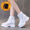 Fashion New Winter Ankle Boots for Women Motorcycle Boots Chunky Heels Casual Round Toe Leather Sneakers High Platform Boots Shoe Female
