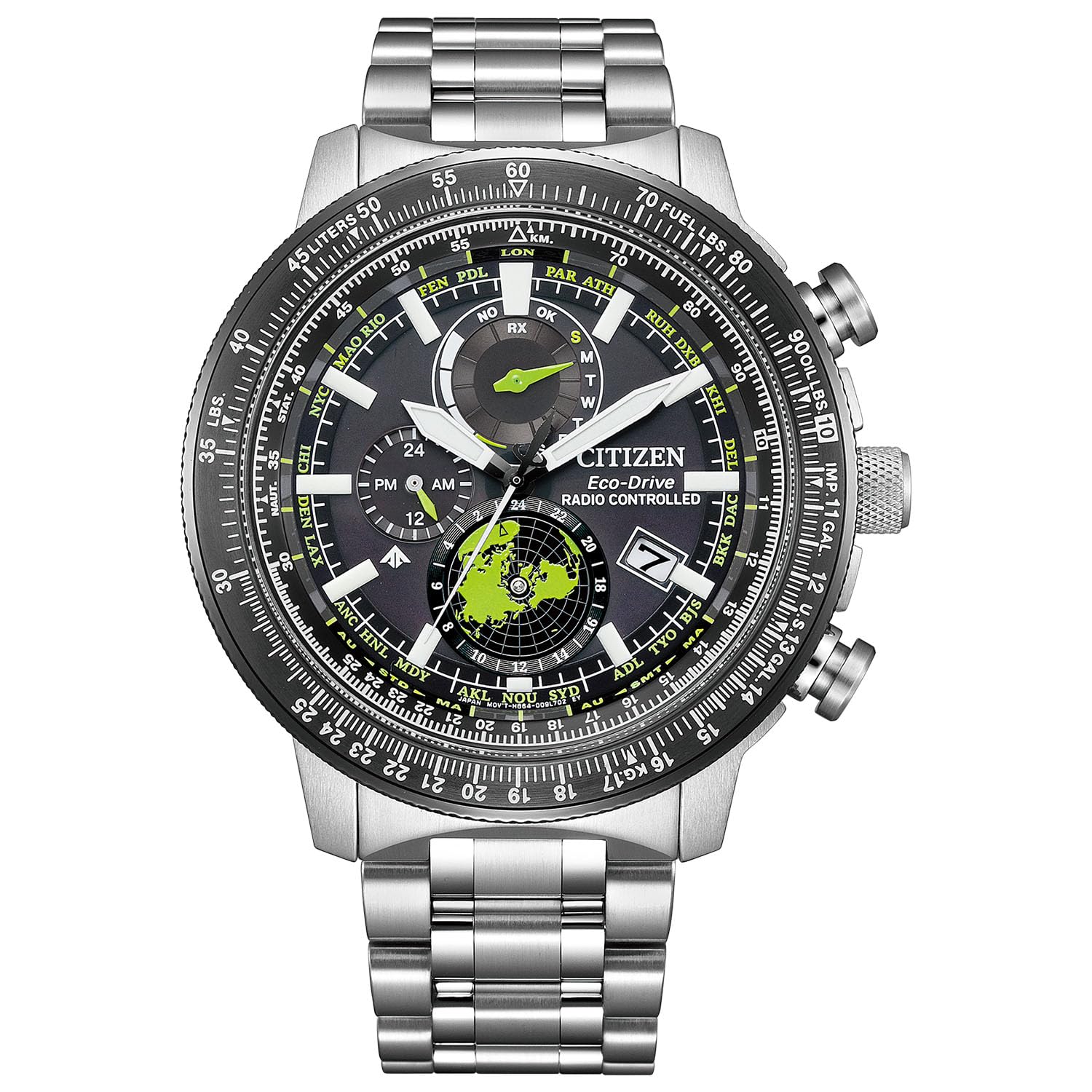 

Годинник Promaster Radio Watch Geo Trekker SKY Series Black Silver [Citizen] Photo-powered Eco-Drive BY3006-53E для чоловіків зелений